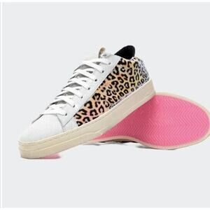 P448 WOMEN'S JACK LEOPARD PRINT HOLOGRAM LOW TOP SNEAKERS - size EU 37 US 7